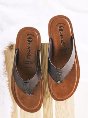 Aeroblu Men Slippers(Brown, Tan , 8)