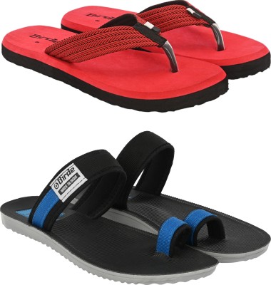 BIRDE Men Pack Of 2 Combo Comfortable Slippers & Flip Flop For Men Slippers(Red, Black 7)