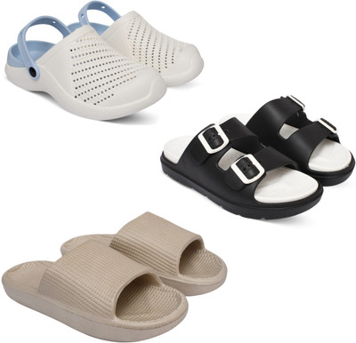 Acorn Men Slides(Blue, Black, Beige , 9)