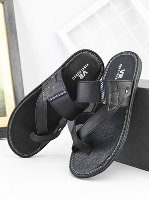 VINCI RUSSO Men Slippers(Black , 10)