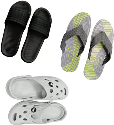 BLIBBERS Men Slippers(Black, Grey, Off White , 9)