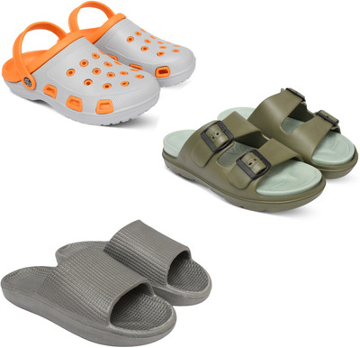 Acorn Men Slides(Orange, Olive, Grey , 7)