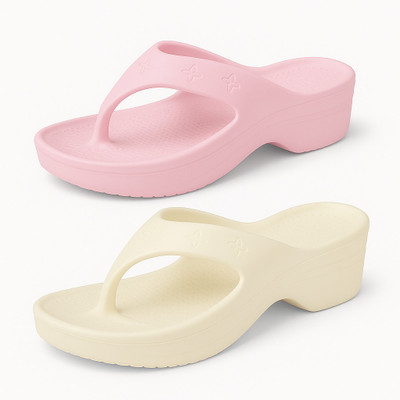 ABJ Fashion Women Slippers(Pink, White , 6)