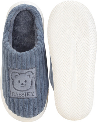 Cassiey Men Men's Women's Winter Fur Slipper Grey Slippers(Grey , 7)