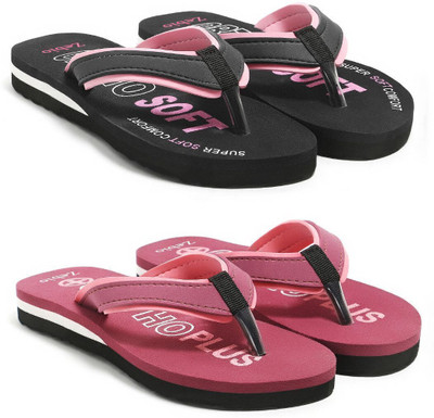 zebio Women Slippers(Black, Pink, Pink , 7)