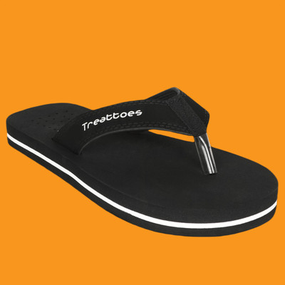 TREATTOES Men Ortho Care Diabetic Orthopaedic Comfort Dr Slippers Flipflops For Men's and Boy Flip Flops(Black , 8)