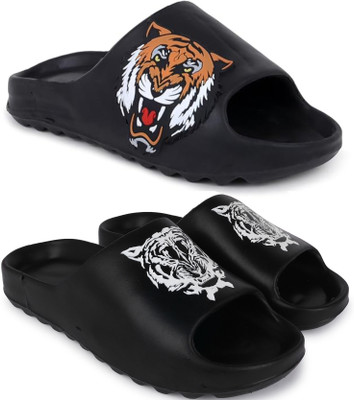 KAPYANSH Men Slides(Black, Black , 6)
