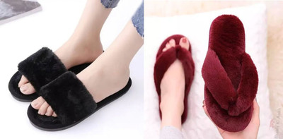 Sale YUG Women Flip Flops(Maroon, Black , 6)