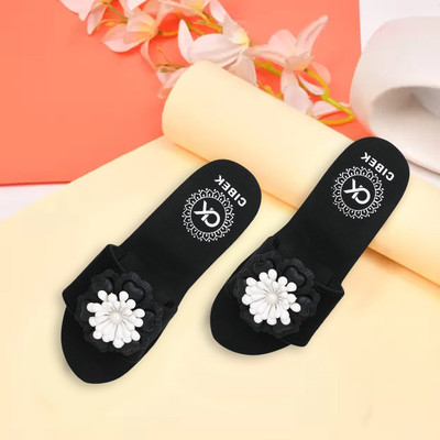 CIBEK Women Slides(Black , 4)