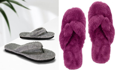 rexizone Women Flip Flops(Grey, Purple , 5)