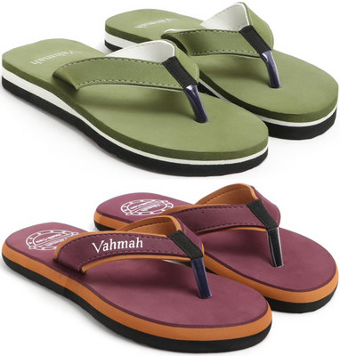 VAHMAH Women Slippers(Green, Maroon , 7)
