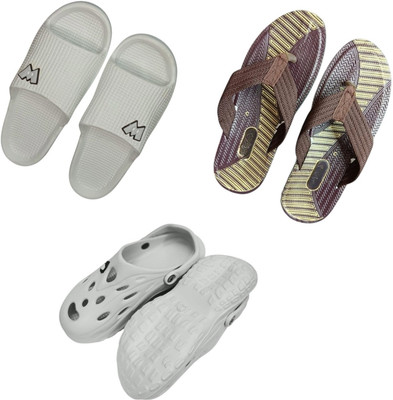 BLIBBERS Men Slippers(Grey, Brown, Off White , 8)