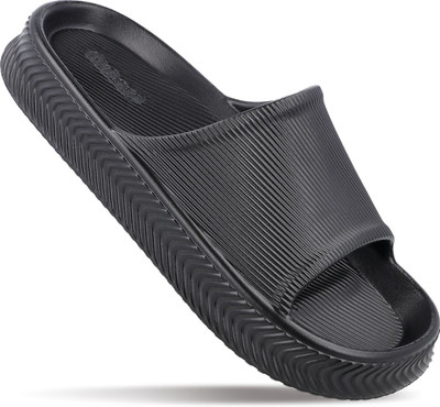 WALKAROO Men Flip Flops(Black , 10)