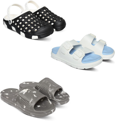 Acorn Men Slides(Black, Blue, Grey , 10)