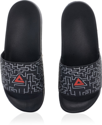 ARVAN Men Slides(Black, Silver , 8)