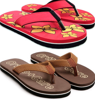 VAHMAH Women Slippers(Red, Brown , 7)