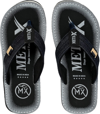 metax Men Flip Flops(Black , 6)