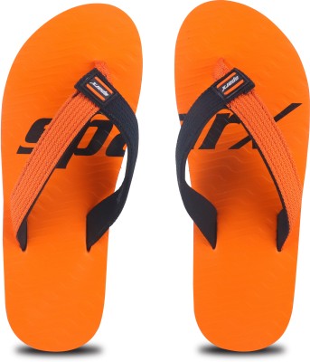 Sparx Men Flip Flops(Orange, Black , 8)