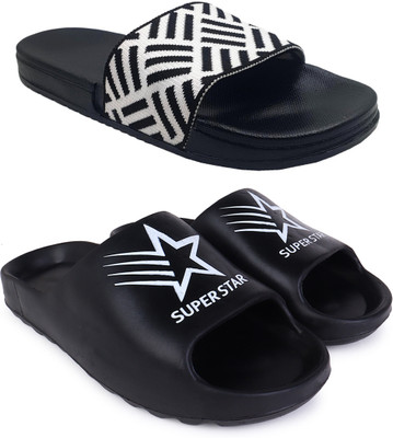 KAPYANSH Men Slides(Black, Black , 7)