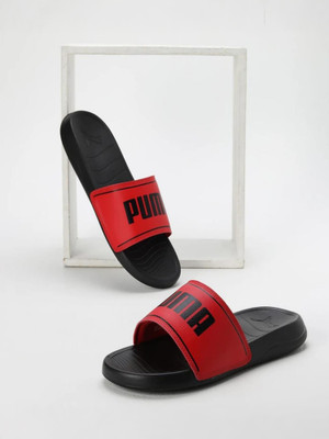 PUMA Men Slides(Black, Red , 11)