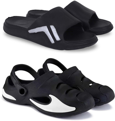 Pampy Angel Men Slippers(Black, Black , 7)