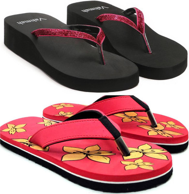 VAHMAH Women Slippers(Maroon, Red , 4)