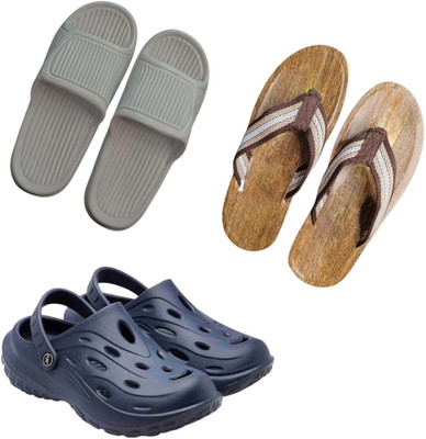 BLIBBERS Men Slippers(Grey, Brown, Navy , 9)
