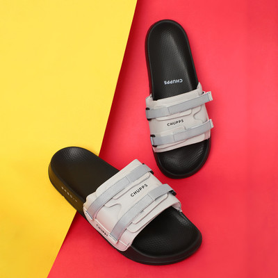 Chupps Men Element Grey & Black Slides Slippers Soft Lightweight For Slides(Grey , 8)
