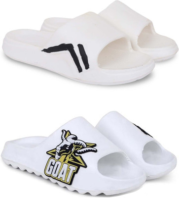 KAPYANSH Men Slides(White, White , 9)