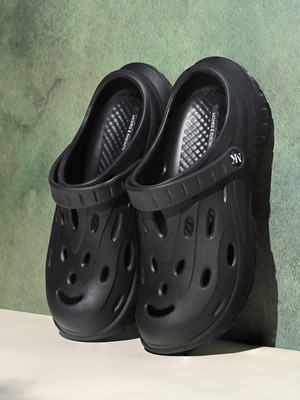 MONKS & KNIGHTS Men Black Lightweight Flexible All Day Clogs for men, MK-CLG-002-JB Flip Flops(Black , 9)