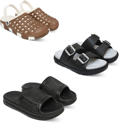 Acorn Men Slides(Brown, Grey, Black , 6)