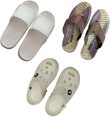 BLIBBERS Men Slippers(White, Brown, White , 7)