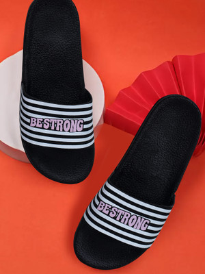 Trekzen Men Slides(Black , 4)