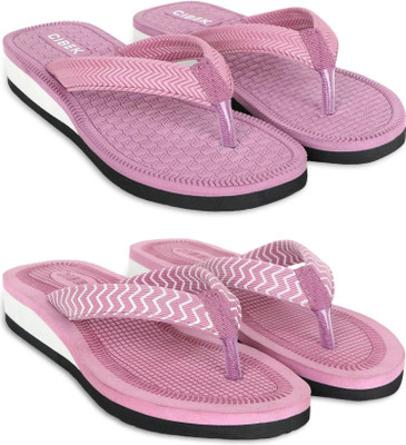 CIBEK Women Doctor step with cibek comfortable extra soft daily wear women slipper pack of 2 Flip Flops(Multicolor , 6)