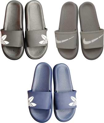 BLIBBERS Men Slides(Grey, Grey, Blue , 7)