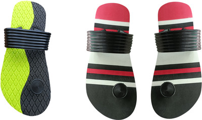 skyflip Men Slides(Red, Green, Black , 10)