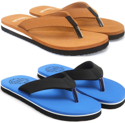 VAHMAH Women Slippers(Tan, Blue , 5)