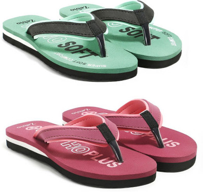 zebio Women Womens Soft Ortho Slippers | Daily Use Anti-Skid Ladies Flip Flops Slippers(Green, Black, Pink , 8)