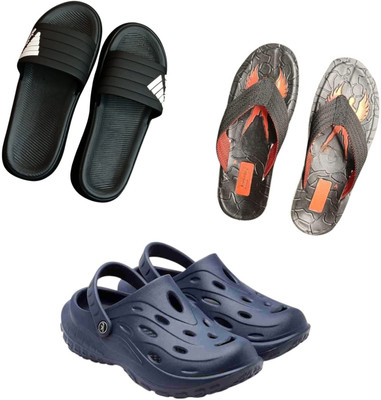 BLIBBERS Men Slippers(Black, Navy, Orange , 6)