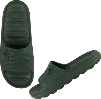 Neoz Men Levirex Lightweight with Arch Support Durable Anti-Skid & Stylish Dailywear| Slides(Olive , 8)