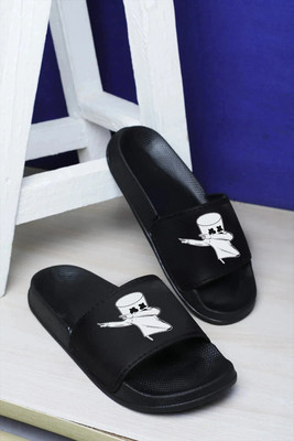 Footox Men Slippers | Slides | Flipflop | Clogs | Ortho | Acupressure Slides(Black , 6)
