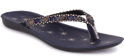 DRACKFOOT Women Flip Flops(Blue , 6)