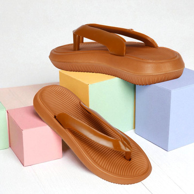 WOCMEC Women Flip Flops(Brown , 7)