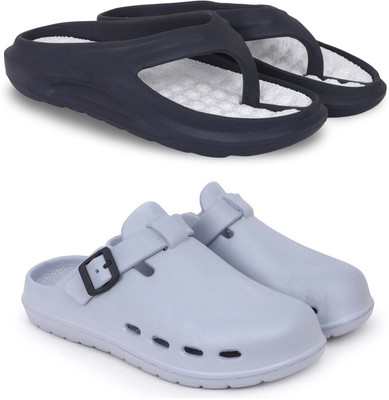 KAPYANSH Men Slippers(Black, Grey , 6)