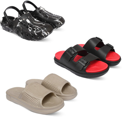 Acorn Men Slides(Black, Red, Beige , 10)