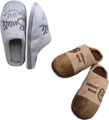Mahi Enterprises Men Flip Flops(Grey, Beige , 7)