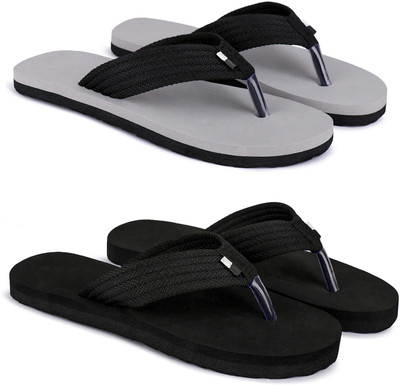EVOK Men Slippers(Black, Grey , 8)