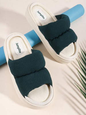JUMPLITE Women Slippers(Green , 3)