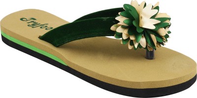 Tryfeet Women Green Slipper Flip Flops(Green , 6)