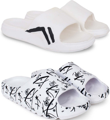 KAPYANSH Men Slides(White, White , 8)